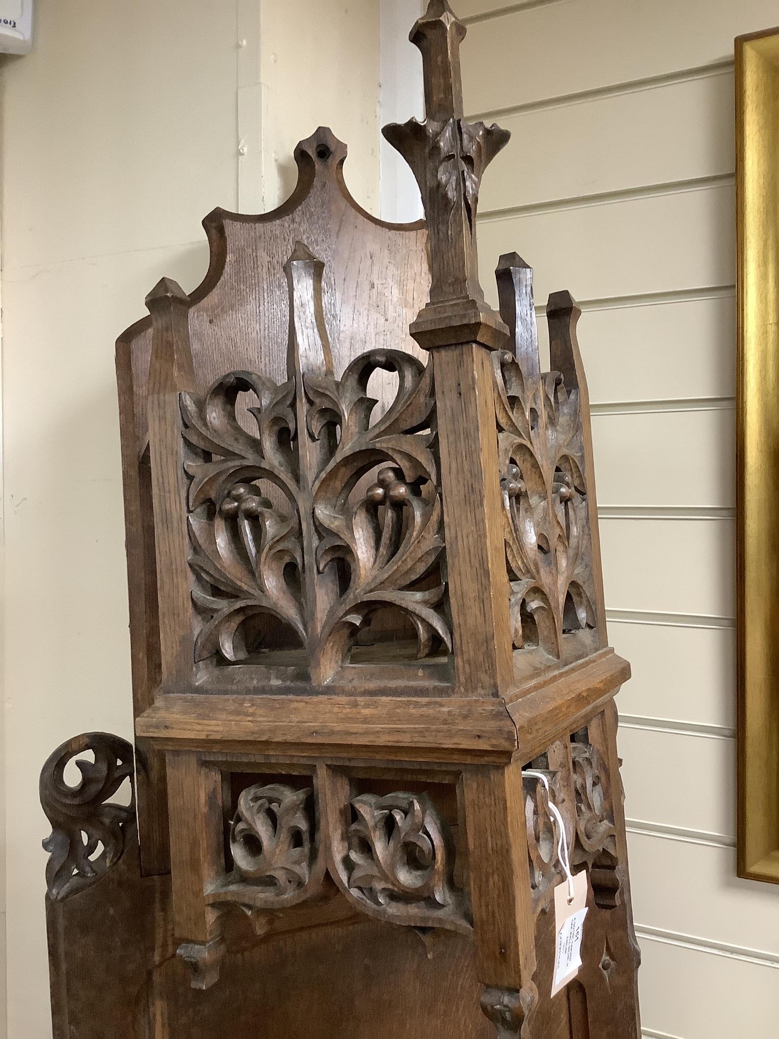A Gothic carved oak wall niche, height 236cm